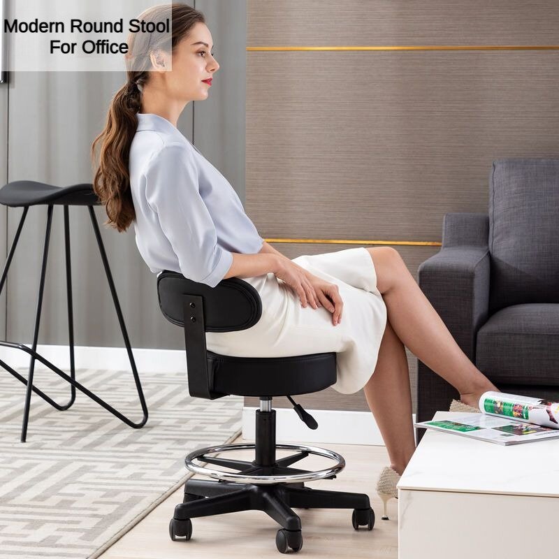 Круглый высокий барный стул, стул с регулируемой высотой и подставкой для ног, стул стандартной длины для парикмахерской, кухни, паба, парикмахера