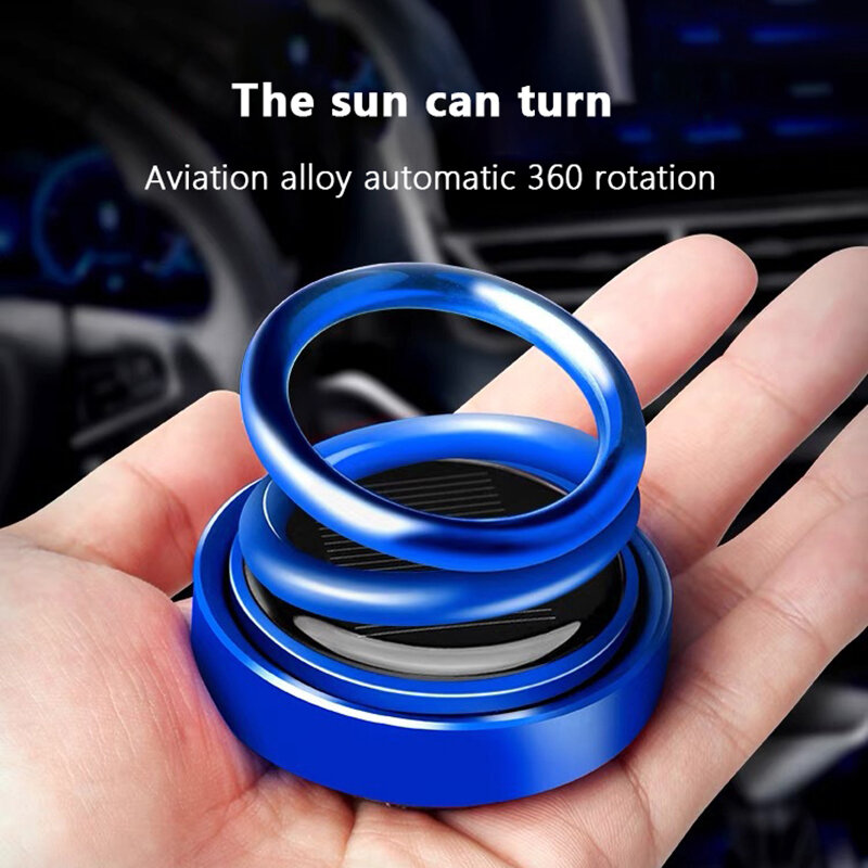 แหวนคู่แบบหมุนได้สำหรับรถยนต์น้ำหอมอโรมาเธอราพีพลังงานแสงอาทิตย์อุปกรณ์ตกแต่งรถยนต์