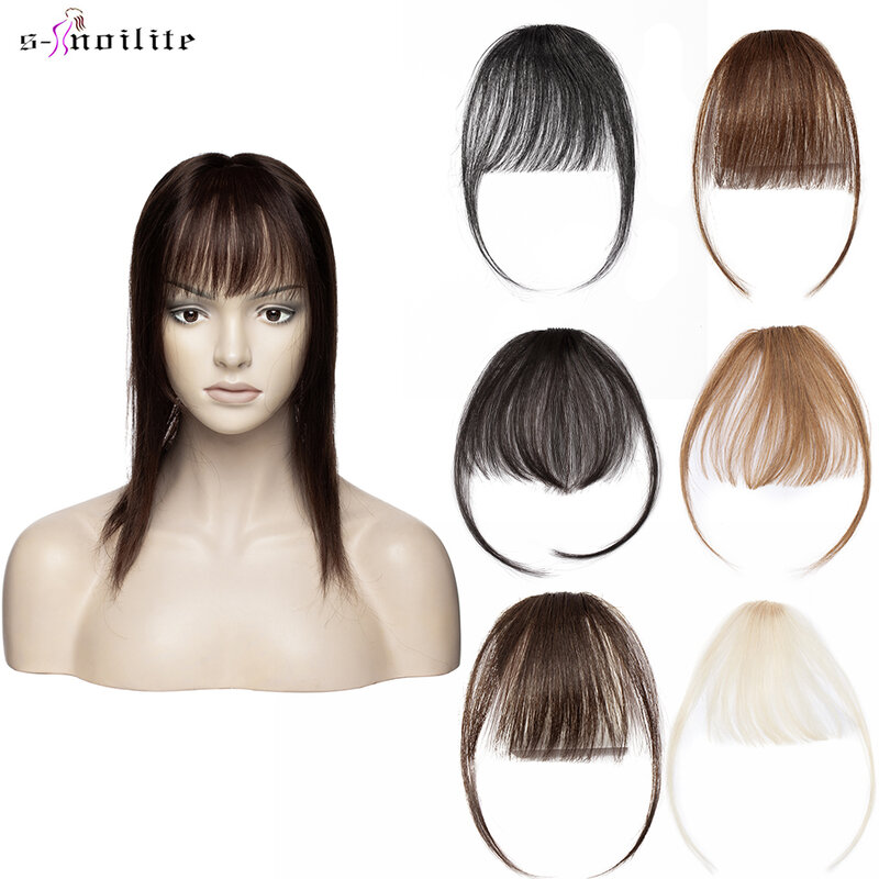 S-noilite волосы челка тонкая бахрома 3g воздушная челка с дужками волосы на заколках для наращивания человеческие волосы на заколках Передняя челка для женщин