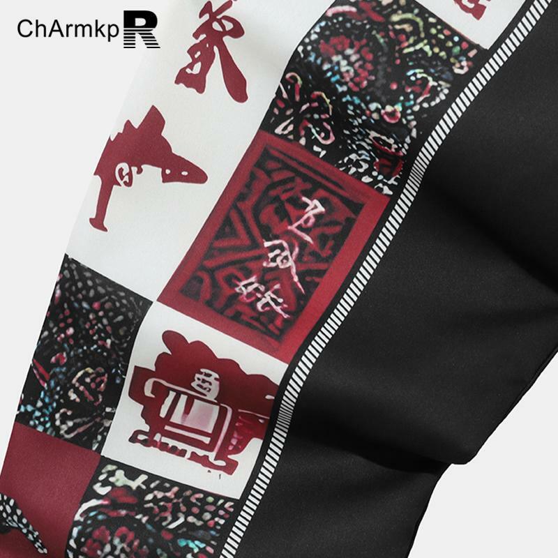 Odzież męska ChArmkpR 2024 letnie codzienne Vintage, w kwiaty nadruk patchworkowy ściągany sznurkiem w pasie spodnie Streetwear długie spodnie