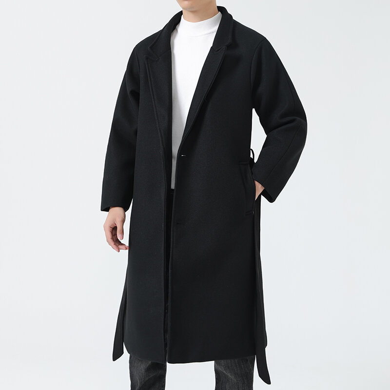 2023 Winter New Boutique Woolen Trench Plush Thickened Outer Garment Men's Warm and Casual Fashion Windcheater Coat
