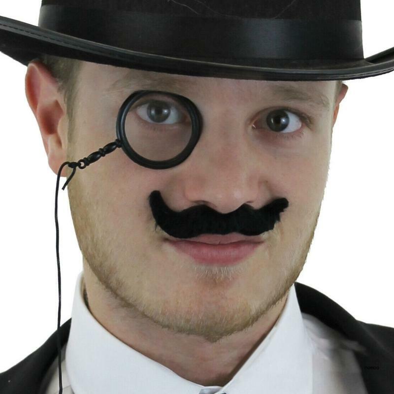 Vintage Magician Hat Women Men Show Cosplay Faux Moustache Bowtie Detective Set