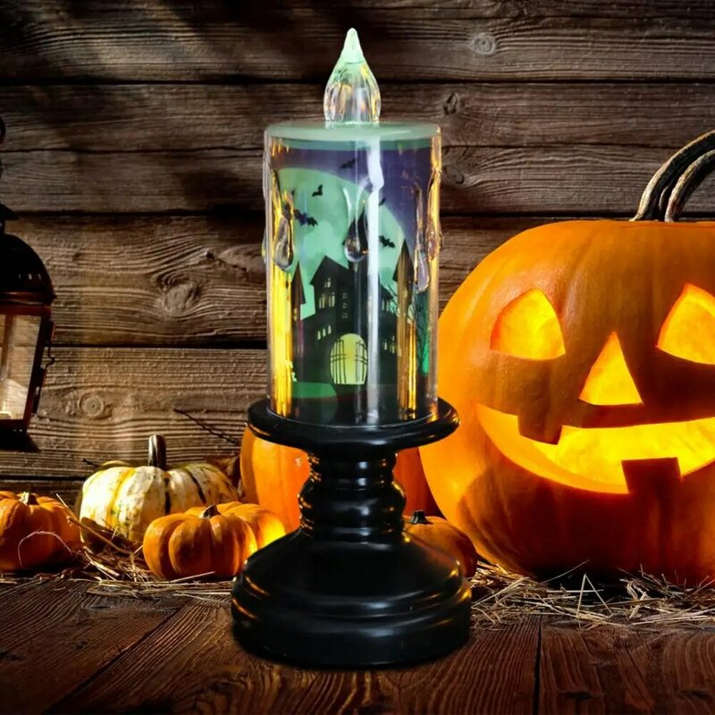 Safe Halloween Candles Halloween Candle Light Spooky Skulls Pumpkins Ghosts Battery Operated Led Candle Lamp for Halloween Home