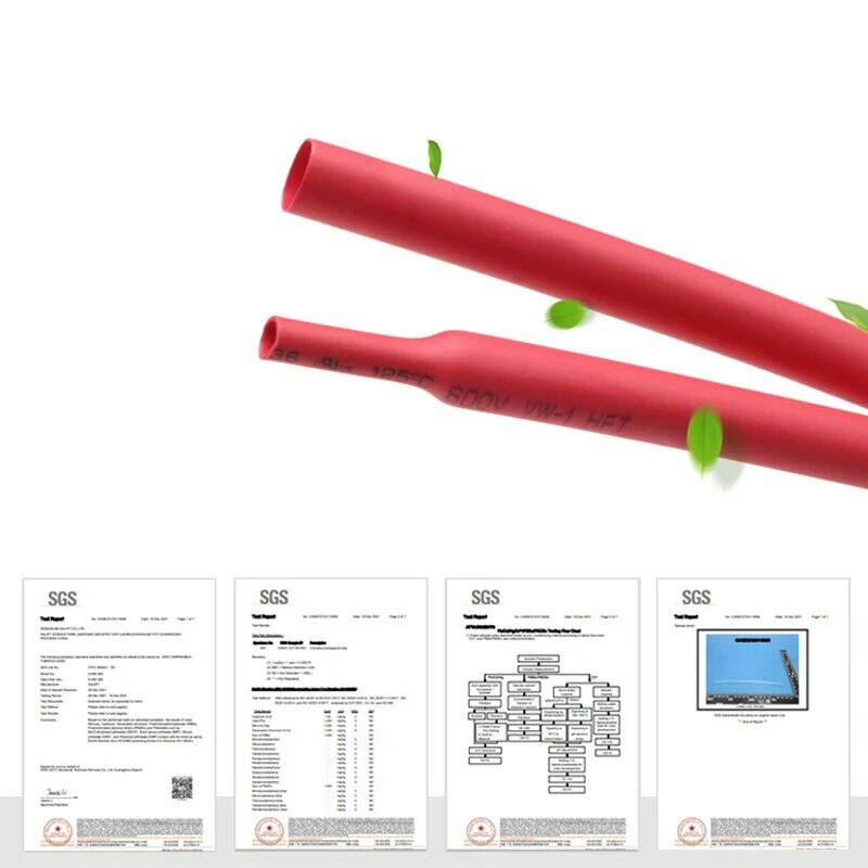 Tube thermorétractable isolé rouge, manchon de câble thermique en polyoléfine, 1 mètre de diamètre, 1mm, 2mm, 3mm, 4mm, 5mm, 6mm, 7mm, 8mm, 9mm, 10mm, 12mm, 14mm, 16mm, 20mm, 25mm, 30mm, 40mm, 50mm, 2:1