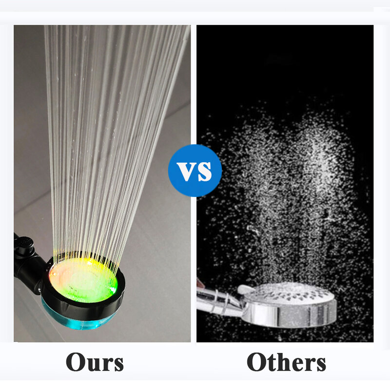 Cyfrowy wyświetlacz temperatury głowica prysznicowa LED 3/7 zmiany kolorów wysokociśnieniowa głowica prysznicowa Turbo łazienkowa ręczna głowica prysznicowa