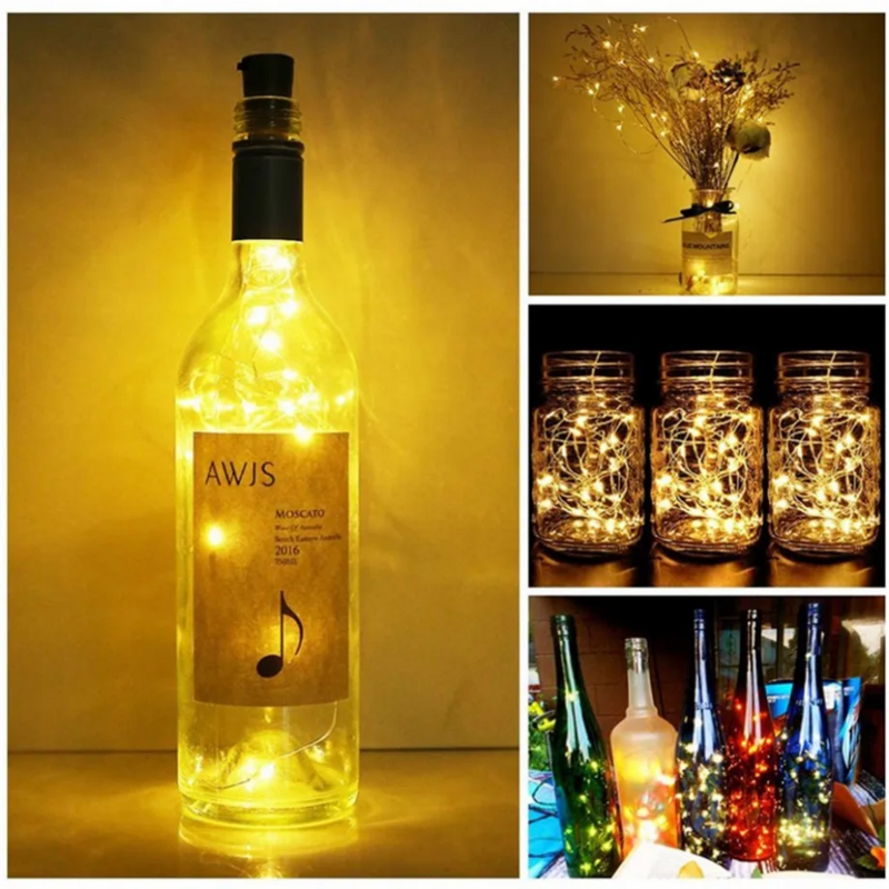 1M 2M 3M lampki do butelek wina z korkiem girlanda żarówkowa LED lampki girlanda na dekoracja na przyjęcie ślubne świąteczne