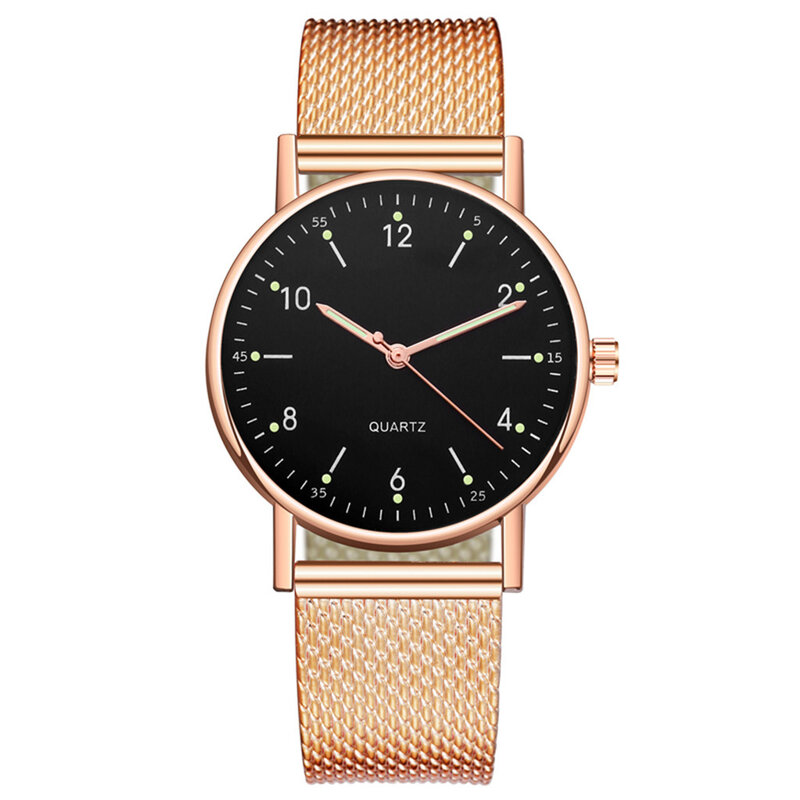 Jam tangan Quartz wanita kelas atas baja tahan karat jam tangan santai Dial bercahaya hadiah untuk wanita jam tangan Fashion mewah