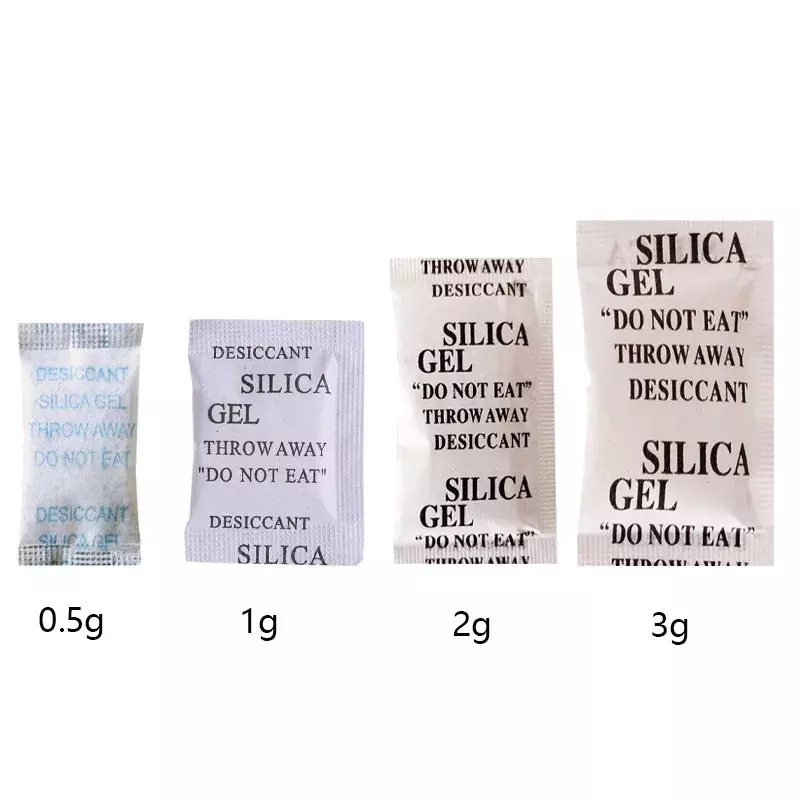 10-50 pz 0.5-3g Gel di silice Non tossico confezioni essiccante assorbitore di umidità umido deumidificatore sacchetto Anti umidità vestiti conservazione degli alimenti