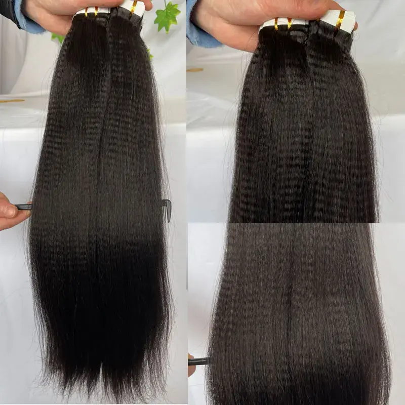 Yaki glattes Haarband in Haar verlängerungen brasilia nisches Remy Tape 40 stücke für schwarze Frauen Haut Schuss band Kleber in Haar verlängerungen