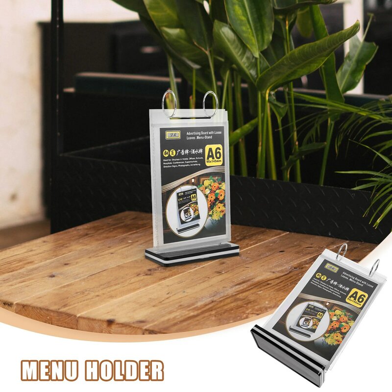 PVC Loose-leaf Menu Card Clear Display Stand Holder Stand Display Holders Picture for Tables Shelves