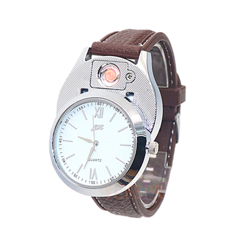 JH319-reloj de cuarzo para hombre, cronógrafo con mechero y carga USB, informal, a la moda, sin llama, para exteriores