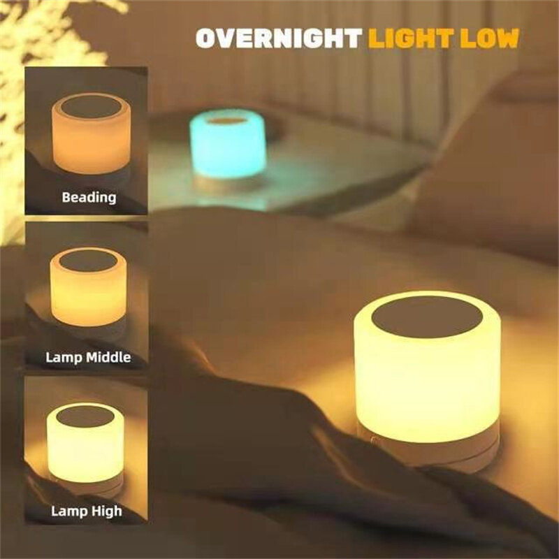 Lampu meja LED warna-warni portabel, lampu meja malam pintar kontrol sentuh, lampu samping tempat tidur, dekorasi ruang tamu 1 buah
