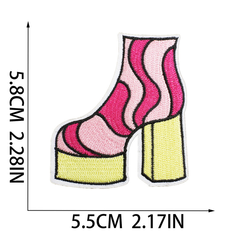Женская вышитая нашивка в стиле диджея для ночного клуба, тканевая наклейка на одежду, стикер с быстрым железом для сумок и брюк, блестящая розовая эмблема на высоком каблуке