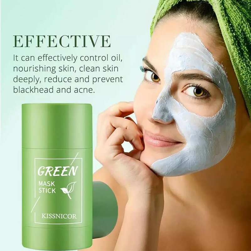Face Clean Mask Green Tea Cleansing Stick Mask Smear Acne Shrink Blackhead Moisturizing Deep Cleansing Mask Film 40g Pores