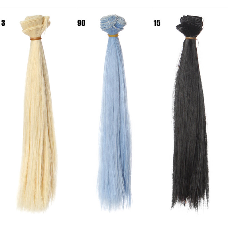 Peruca longa reta de cabelo para BJD DIY, cabelo Refire, preto, rosa, marrom, cáqui, branco, cinza Cor, 1/3, 1/4, 25cm x 100cm, 1pc