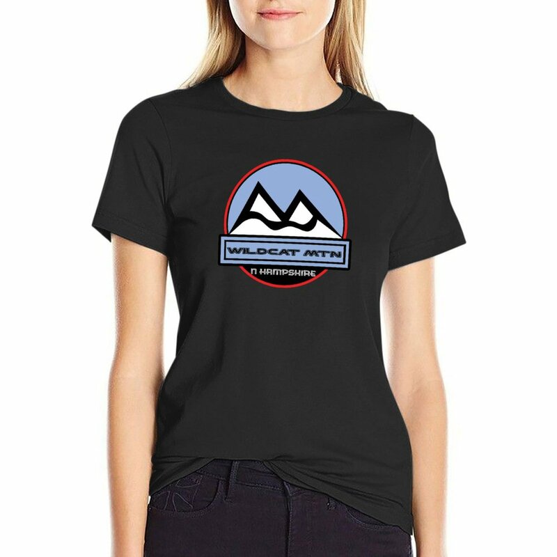 WILDCAT-HAMPSHIRE Mountain Skiing Ski Art T-Shirt, Plus Size Tops, Coreano Roupas, Roupas Femininas, Feminino, Novo