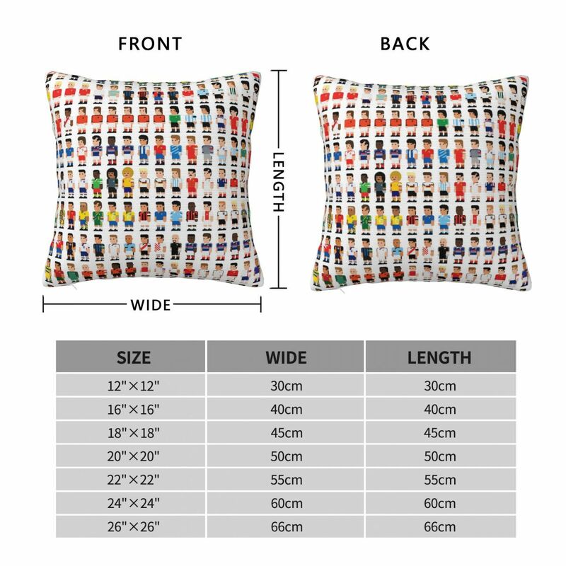 Soccer Legends Square Pillowcase Pillow Cover Polyester Cushion Zip Decorative Comfort Throw Pillow for Home Living Room