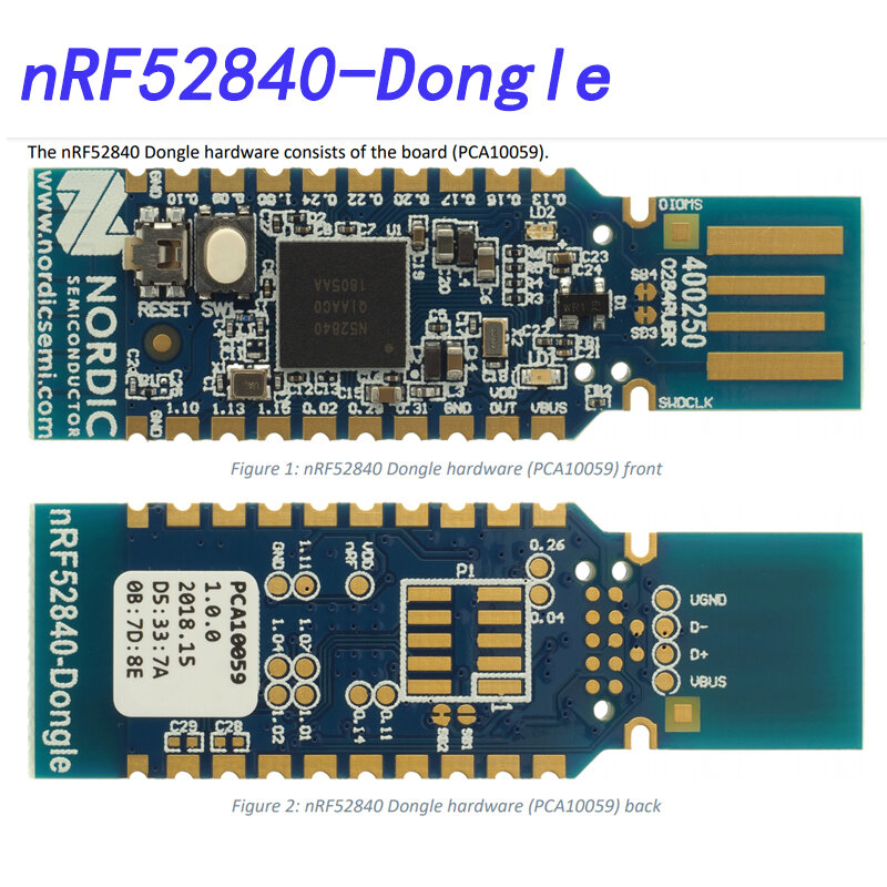 Transceptor nRF52840-Dongle-nRF52840, Bluetooth®5 Placa de evaluación de 2,4 GHz
