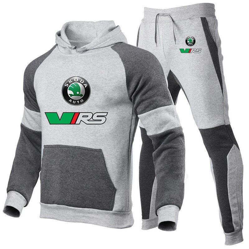 Skoda Rs Vrs Motorsport Graphicorrally Wrc Racing Men Fashion Color Matching Hoodie Sweatpants Leisure Exquisite New Stly Suit