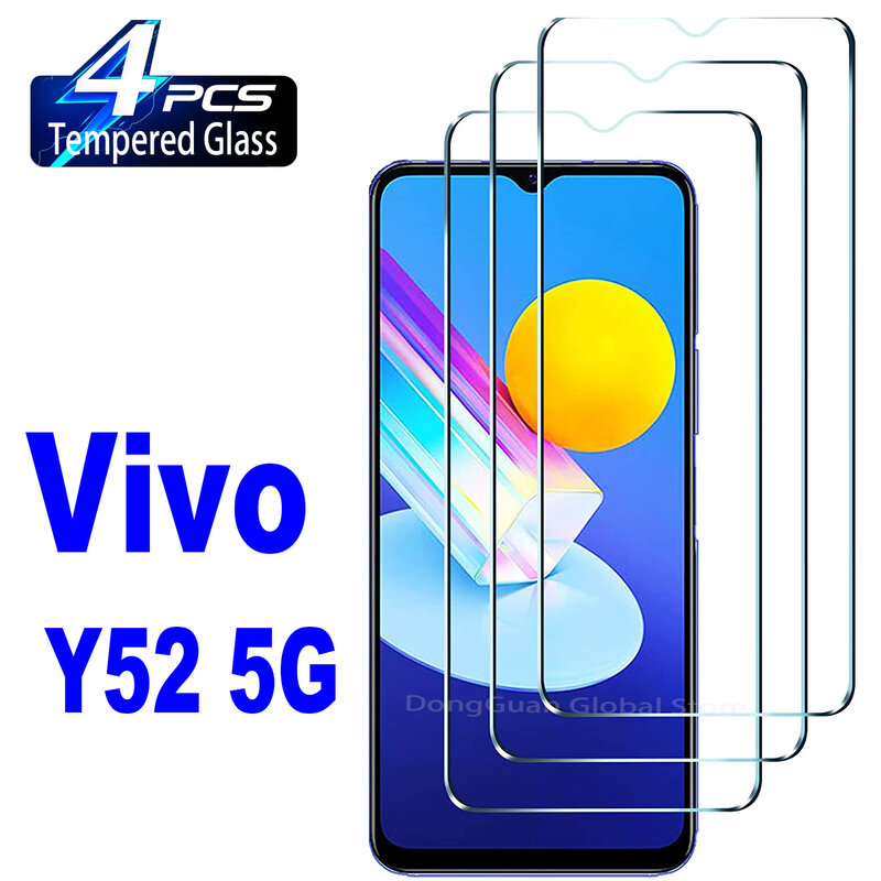 Vidrio templado de 2/4 piezas para Vivo Y52 5G Y52s, película protectora de pantalla de Y52s-t1