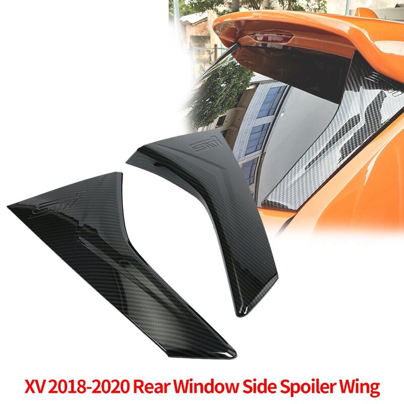 Carbon Fiber Style Rear Window Side Spoiler Wing Strip Protection Trim for Subaru XV