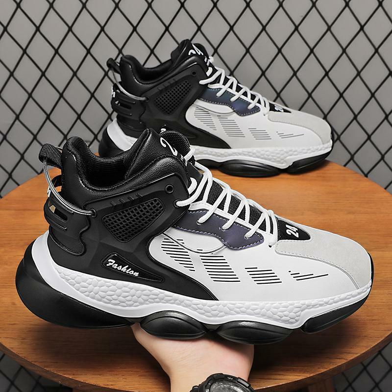 Sepatu olahraga pria muda hitam Sneakers Clunky pria baru musim gugur Putian bantalan udara lari santai anak laki-laki 2023