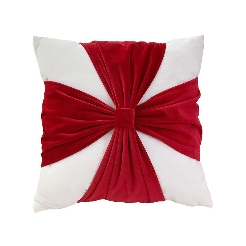 Christmas Cushion Cover 45 * 45 Bow Printed Pillowcase Decoration Holiday Home Decoration Sofa Pillowcase