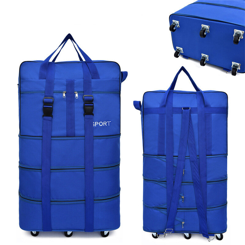 Przenośna torba podróżna o dużej pojemności Rolling bagaż może rozwinąć torbę kontrolną lotnictwa mobilny plecak na kółkach torba z tkaniny Oxford