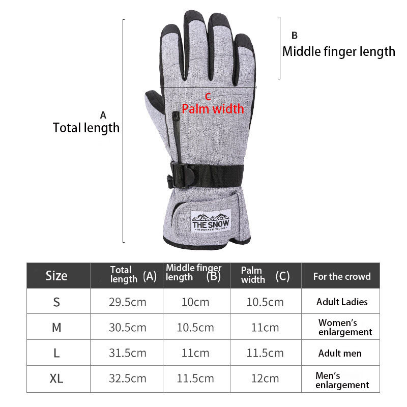 Men Ski Gloves Winter Windproof Warm Snow Gloves Outdoor Sports Waterproof Cycling Mountaineering Touch Screen Skiing Gloves