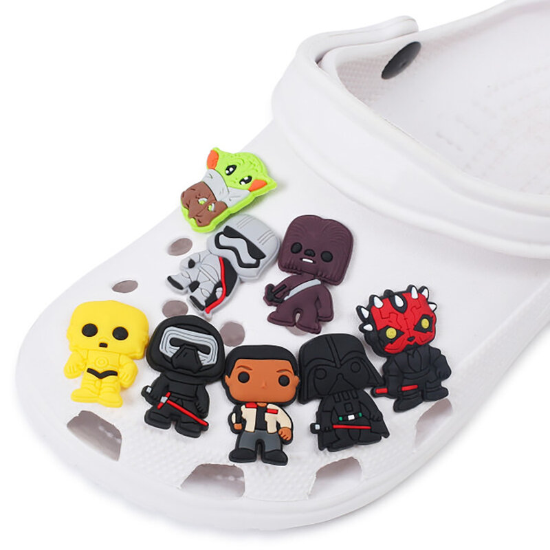 1 buah sepatu Croc PVC bayi Yoda Wars Star Wars Aksesori sandal kartun pesona untuk pin bakiak menghias hadiah Natal Anak laki-laki