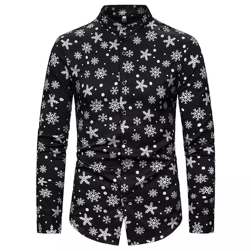 Camisa de diseño de vacaciones de Navidad para hombre, estilo de fiesta, copo de nieve dorado, patrón HD, regalo de Año Nuevo, 2023