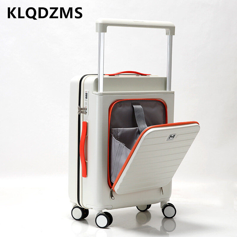 KLQDZMS 20"22"24"26" Inch New Men's Back Open Cover Trolley Suitcase Women's Hand Luggage with Wheels Rolling Boarding Box