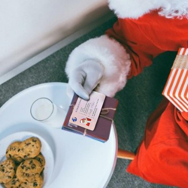 Tarjeta de licencia de vuelo creativa de Santa Claus, regalo de Navidad para niños, decoración de árbol de Navidad, 50 Uds.