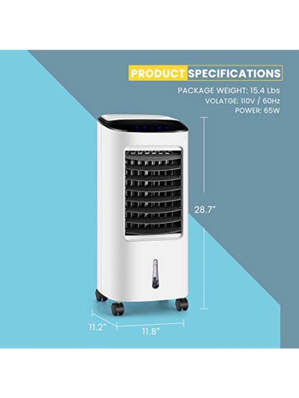 VIVOHOME-enfriador evaporativo de aire portátil, humidificador de ventilador de 110V y 65W con pantalla LED y caja de hielo con Control remoto para el hogar en interiores