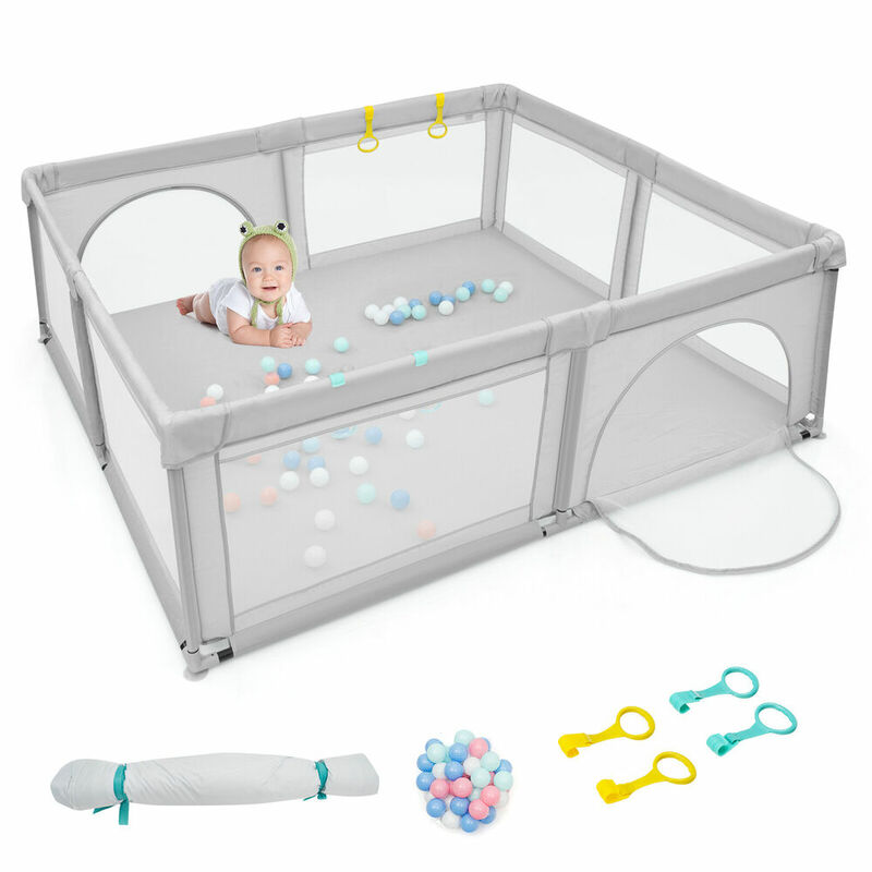 Babyjoy-corralito Extra grande para bebé, corralito de seguridad para bebé con 50 bolas oceánicas y 4 asas