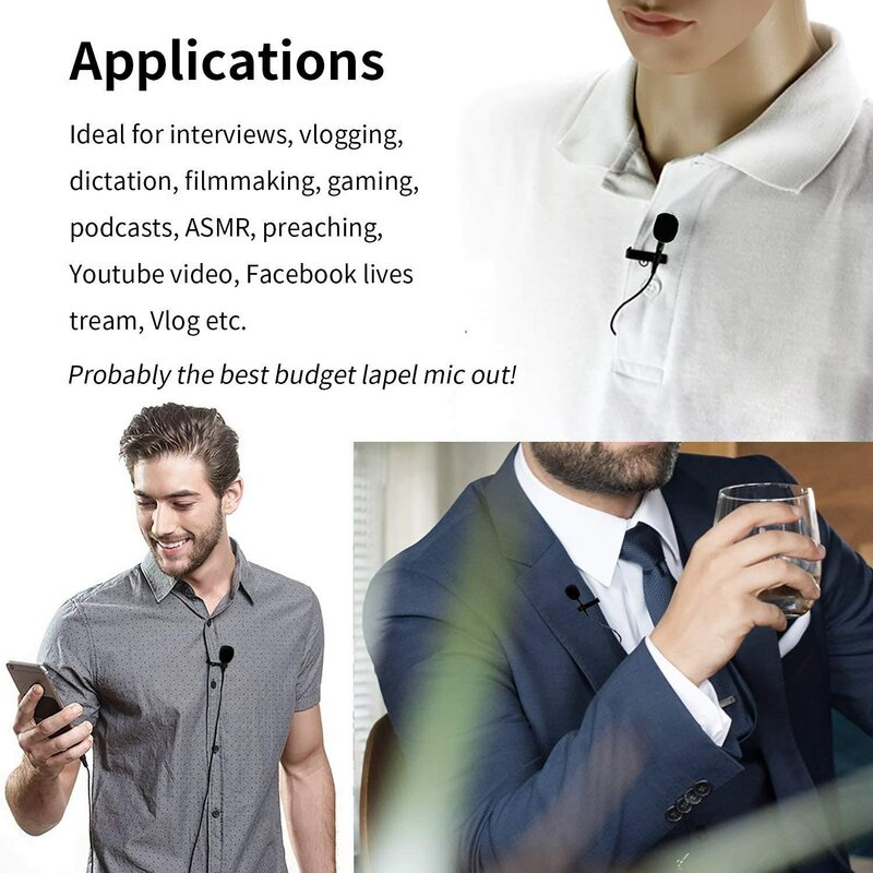 BOYA BY-M1 6m Professional Condenser Lavalier Lapel Microphone for PC Computer Laptop Smartphone iPhone DSLR Youtube Streaming