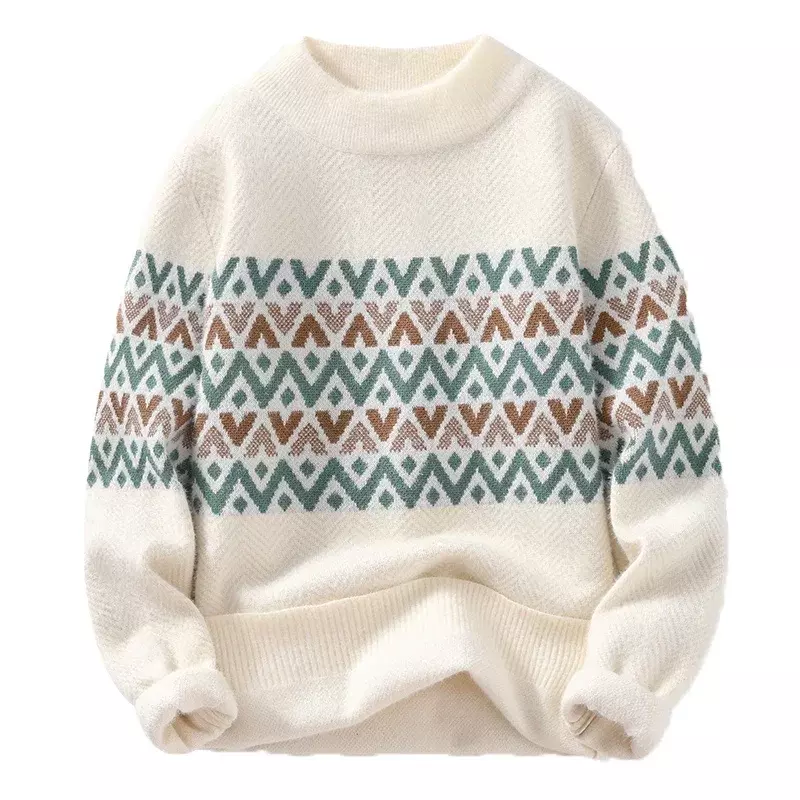 Новинка Осень-зима 2023, модный Повседневный свитер с принтом и круглым вырезом, мужской свободный удобный плотный теплый свитер большого размера