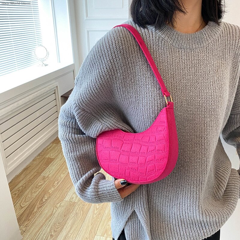 Handheld Women's Solid Color New Fashionable Casual Shoulder Crossbody Bag