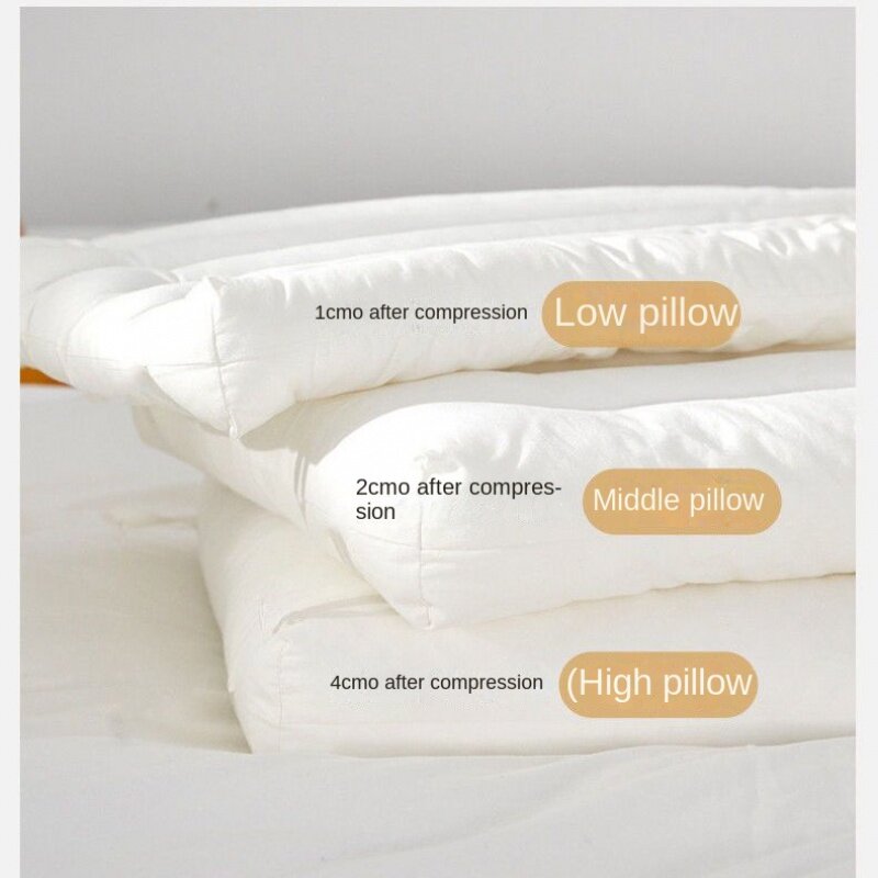 Pure Cotton Low Loft Pillow Cervical Support Adult Male and Female Students Single Soft Ultra-Thin Girl's Low Flat Pillow Inner