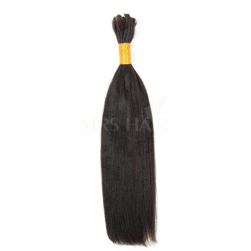 Light Yaki Hair Bulk Extensions, Silk Pressed Straight Remy Cabelo Humano, DIY Material de Cabelo em Massa, 12-26, 50g por Pacote