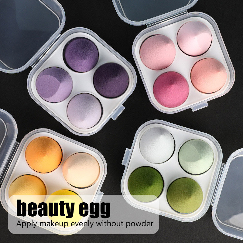 4 pezzi Beauty Egg Set Box Soft Dry and Wet Dual-use Puff spugna in polvere Non assorbente trucco uovo Cut Puff