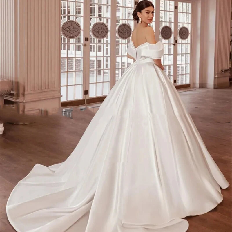 2024 Nieuwe Luxe Trouwjurk Eenvoudige A-Lijn Lieverd Bruidsjurken Appliqueert Backless Satijnen Mouwloze Vestidos De Novia W10300