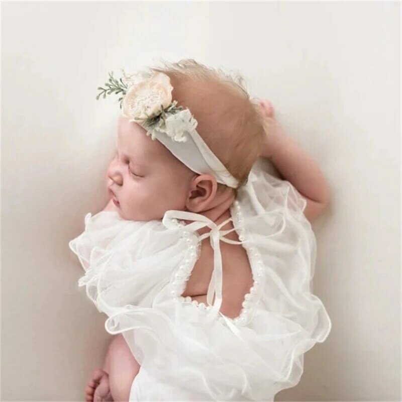 Q0KB accesorios fotografía recién nacido, conjunto pelele para bebé, mono encaje, mono fotografía