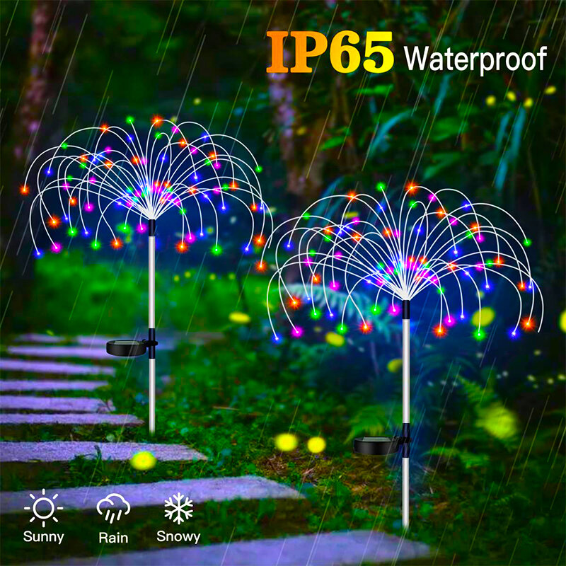 Luci fiabesche solari a LED per fuochi d'artificio lampada solare da esterno impermeabile per la decorazione del giardino