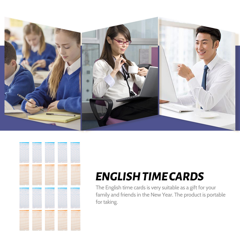 100 Sheets Time Clock Attendance Employee Office Use Cards Supply Warehouse Staff Double-sided