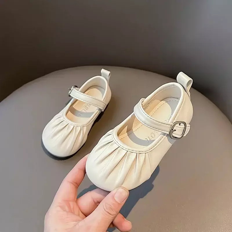 Children's Solid Color Leather Shoes 2024 Spring&Autumn New Girl Soft Sole Anti Slip Single Shoes Sweet Princess Shoes for Party