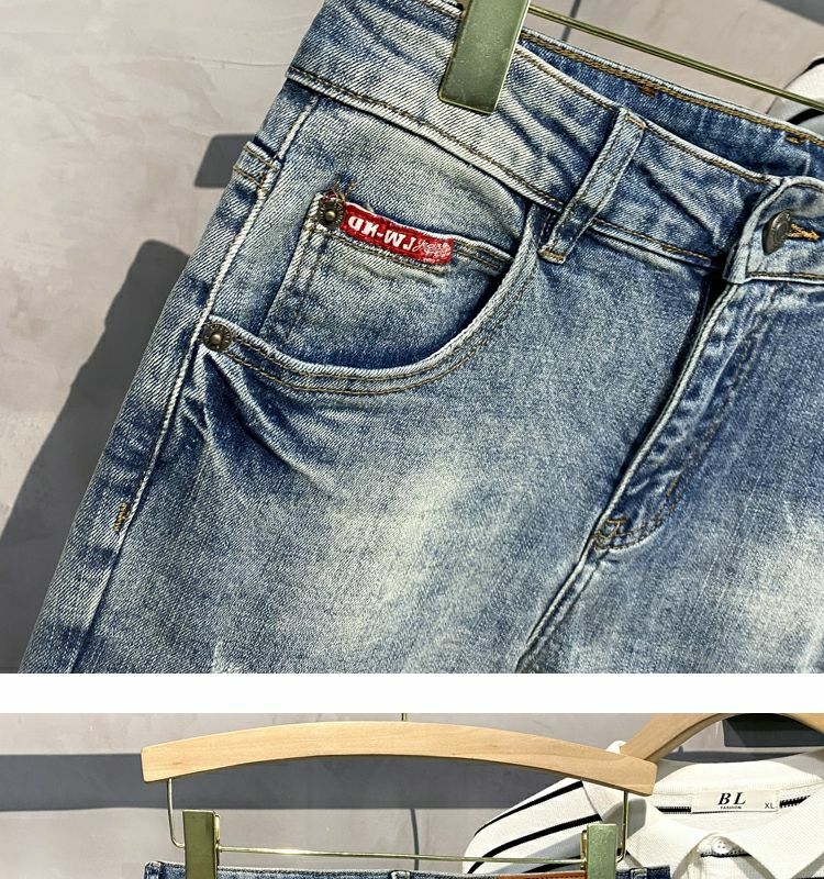 Мужские повседневные облегающие джинсы, брюки-карандаш, винтажные потертые узкие Стрейчевые брюки из хлопка, Новинка осени 2024