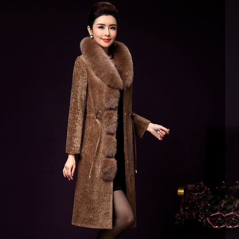 Manteau de cisaille en fourrure, long et chaud, de caractère, moyen et large, imitation de mouton, collection hiver 2023