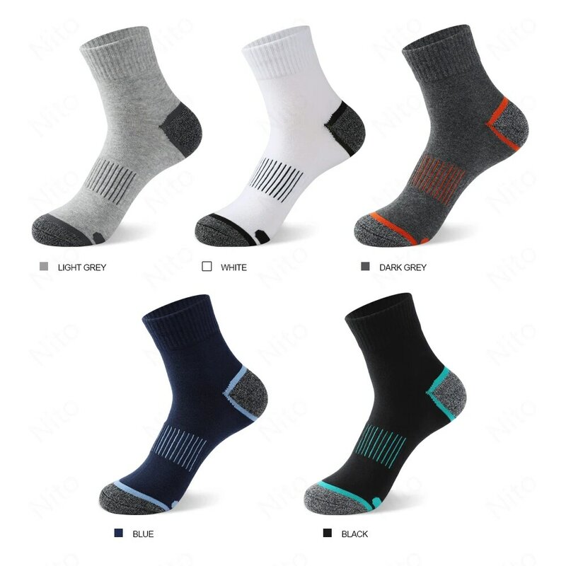 Высококачественные мужские носки, повседневные дышащие спортивные носки для бега, 5 пар, зимние черные мужские носки большого размера