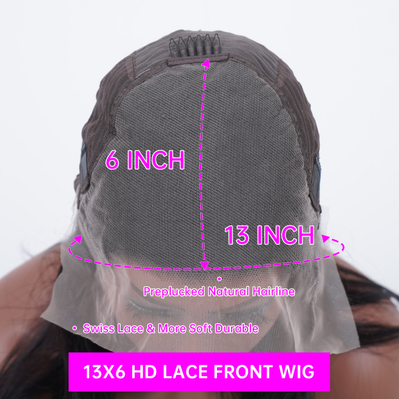 Perucas onduladas indianas para mulheres, onda do cabelo humano, transparente, parte dianteira do laço 13x6, Remy, cru, água, 30 ", 32"
